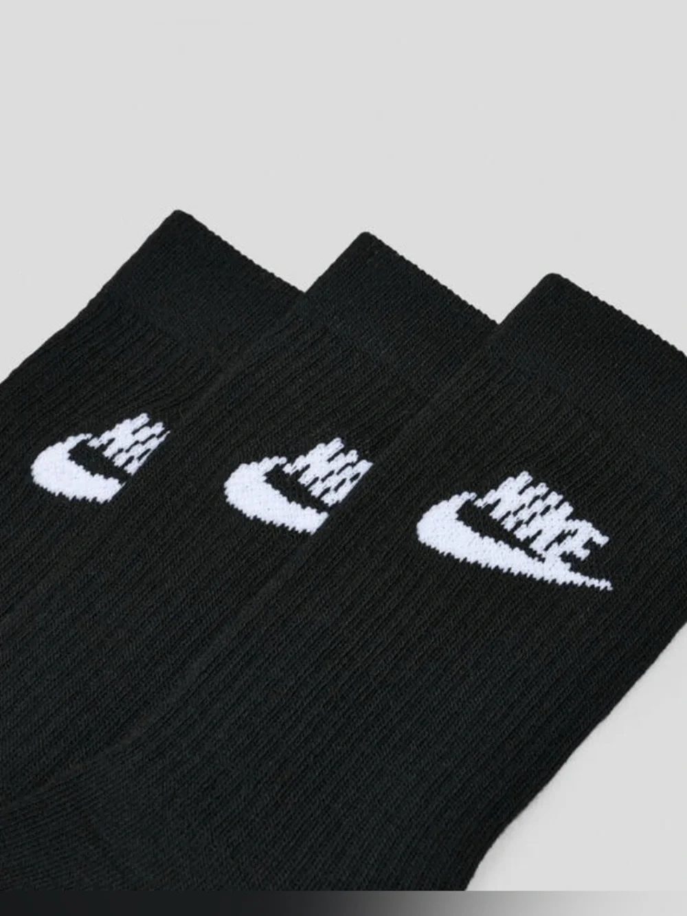 Nike Black Crew Athletic Socks with White Logo - 3 Pack